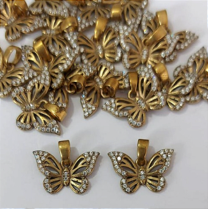 PINGENTE NO BRUTO PRONTO PARA O BANHO EM ALTA FUSÃO (CX148) (PESO 0,9GR -TAMANHO 14MM - TODO CRAVEJADO EM MICRO ZIRCONIAS - BRU23925