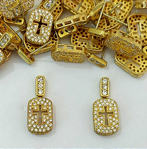 BRINCO NO BRUTO PRONTO PARA O BANHO LATÃO - (CX.149) BRINCO DE PINO CRAVEJADOS COM MICROS ZIRCÔNIAS - TAMANHO 12MM - PESO TOTAL 2.9GR BRU23948