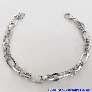 PULSEIRA EM AÇO INOXIDAVEL TREIS POR UM(BCOL037) *(TAMANHO 22CM )* LARGURA 6MM - AÇO0185