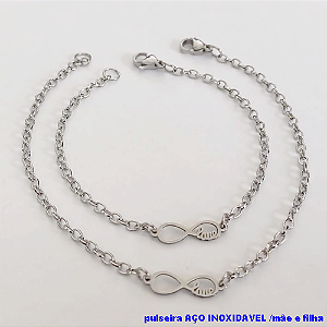 CONJUNTO DE PULSEIRAS EM AÇO INOXIDAVEL(CX150) TAMANHO 19CM / 15CM *( KIT PULSEIRA MÃE E FILHA)*- AÇO0215