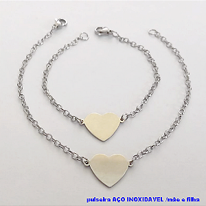 CONJUNTO DE PULSEIRAS EM AÇO INOXIDAVEL(CX150) TAMANHO 19CM / 15CM *( KIT PULSEIRA MÃE E FILHA)*- AÇO0216