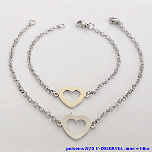 CONJUNTO DE PULSEIRAS EM AÇO INOXIDAVEL(CX150) TAMANHO 19CM / 15CM *( KIT PULSEIRA MÃE E FILHA)*- AÇO0217