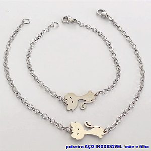 CONJUNTO DE PULSEIRAS EM AÇO INOXIDAVEL(CX150) TAMANHO 19CM / 15CM *( KIT PULSEIRA MÃE E FILHA)*- AÇO0219
