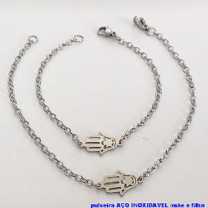 CONJUNTO DE PULSEIRAS EM AÇO INOXIDAVEL(CX150) TAMANHO 19CM / 15CM *( KIT PULSEIRA MÃE E FILHA)*- AÇO0220