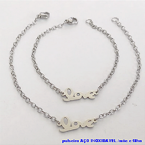 CONJUNTO DE PULSEIRAS EM AÇO INOXIDAVEL(CX150) TAMANHO 19CM / 15CM *( KIT PULSEIRA MÃE E FILHA)*- AÇO0222