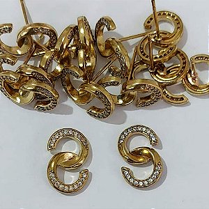 BRINCO NO BRUTO PRONTO BANHO - BRINCO DE PINO CRAVEJADO EM MICROS ZIRCÔNIAS - TAMANHO 9X15MM - PESO TOTAL 1,8GR - BRU23978