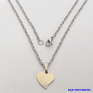 GARGANTILHA EM AÇO INOXIDAVEL COM *(CORRENTE DE 50CM)* E FECHO LAGOSTA(CX150) -(013) PINGENTE CCORACÃO - AÇO0223