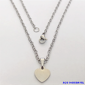 GARGANTILHA EM AÇO INOXIDAVEL COM *(CORRENTE DE 50CM)* E FECHO LAGOSTA(CX150) -(013) PINGENTE CORAÇAO - AÇO0224