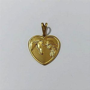 PINGENTE NO BRUTO PRONTO PARA O BANHO - PINGENTE CORAÇÃO MENIA E CAVALO (5484)- TAMANHO: 17MM - PESO: 1,4GR - BRU23999