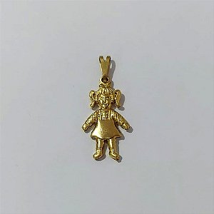 PINGENTE NO BRUTO PRONTO PARA O BANHO - PINGENTE MENINA DUPLA(160)- TAMANHO: 20MM - PESO: 1,2GR - BRU24010