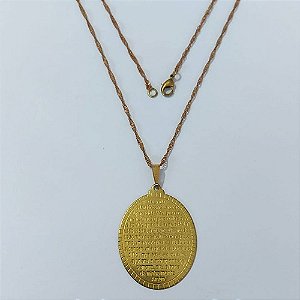GARGANTILHA NO BRUTO PRONTA PARA O BANHO - GARGANTILHA COM CORRENTE SINGAPURA 45CM E PINGENTE PINGENTE PINGENTE MEDALHA ORAÇÃO NOSSA SRA APARECIDA (E1680) 30X40MM - PESO: 5,9GR - COMPOSIÇÃO: 100% LATÃO - BRU24028