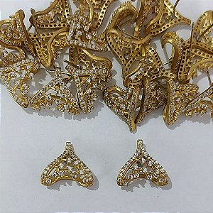 BRINCO NO BRUTO PRONTO PARA O BANHO - BRINCO DE PINO CRAVEJADO COM MICROS ZIRCÔNIAS - TAMANHO 15MM - COMPOSIÇÃO: LATÃO / ZIRCÔNIA - PESO 2,2GR - BRU24080