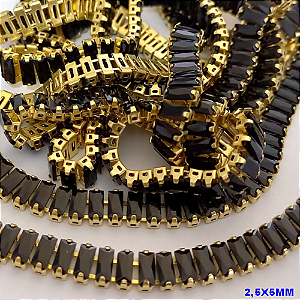 CORRENTE(BAGUETE)EM ZIRCONIA *(VENDIDA POR METRO)* TAMANHO 2,5X5MM 60% LATÃO+ZIRCONIA BRU24082