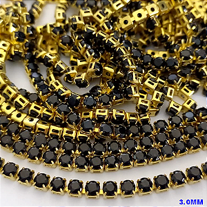 CORRENTE(BAGUETE)EM ZIRCONIA *(VENDIDA POR METRO)* TAMANHO 3MM - 60% LATÃO+ZIRCONIA BRU24083