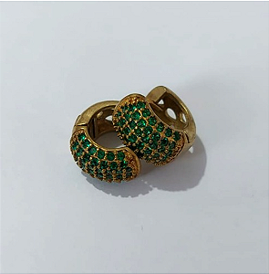 BRINCO NO BRUTO PRONTO PARA O BANHO - (CX.152) BRINCO ARGOLINHA DE PRESSÃO CRAVEJADO EM ZIRCÔNIAS - TAMANHO 14MM (largura 8mm- 6 fileira de zIrconia) - ALTA FUSÃO- PESO 4.3GR - BRU24108