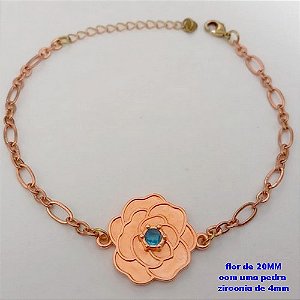 PULSEIRA NO BRUTO PRONTO PARA O BANHO(CRIS)COM FECHO LAGOSTA(CX.171)- UMA FLOR DE 18MM COM UMA PEDRA ZIRCONIA - TAMANHO 19CM+EXTENSOR( PESO 3.8GR - BRU25163