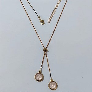 GARGANTILHA NO BRUTO PRONTA PARA O BANHO - GARGANTILHA GRAVATINHA (AJUSTÁVEL) 45CM + EXTENSOR COM PINGENTES DE ZIRCÔNIAS 10MM - PESO TOTAL 4,2GR - BRU24159