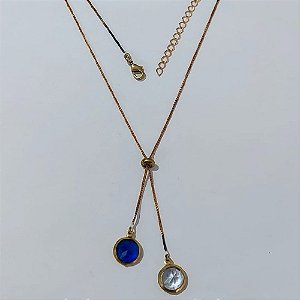 GARGANTILHA NO BRUTO PRONTA PARA O BANHO - GARGANTILHA GRAVATINHA (AJUSTÁVEL) 45CM + EXTENSOR COM PINGENTES DE ZIRCÔNIAS 10MM - PESO TOTAL 4,2GR - BRU24160