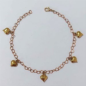 PULSEIRA NO BRUTO PRONTA PARA O BANHO - PULSEIRA COM CORAÇÕES DUPLOS - TAMANHO 20CM - PESO 2,1GR - BRU24181