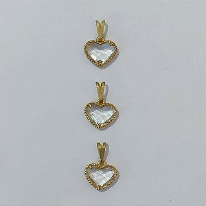 PINGENTE NO BRUTO PRONTO PARA O BANHO - KIT COM 3 PINGENTES PINGENTES CORAÇÃO TIPO VAN CLEEF EM VIDRO CRISTAL 10MM - PESO TOTAL 2,1GR - BRU24279