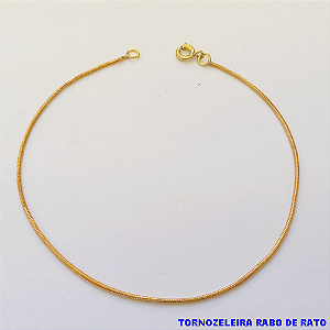 TORNOZELEIRA NO BRUTO PRONTO PARA O BANHO(CX153)(CORRENTE RABO DE RATO) TAMANHO 23CM - PESO TOTAL 1.8GR - BRU24291