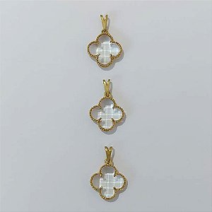 PINGENTE NO BRUTO PRONTO PARA O BANHO - KIT COM 3 PINGENTES TIPO VAN CLEEF VIDRO CRISTAL 15MM - PESO TOTAL 4,6GR - BRU24321