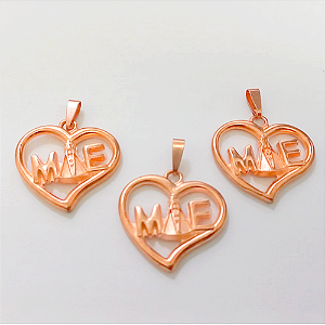 PINGENTE NO BRUTO PRONTO PARA O BANHO(CRIS) (CX153) (PINGENTE DE CORAÇÃO) - KIT COM TREIS (pingente mãe com nossa senhora aparecida) TAMANHO 2,5CM / com contra argola- PESO TOTAL 3.6GR(cada pingente) - BRU24337