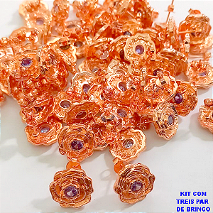 BRINCO NO BRUTO PRONTO PARA O BANHO(CRIS)(CX153) - * KIT COM 3 PAR * COM BASE DE PINO COM UMA PEDRA DE ZIRCÔNIA LILAZ DE 4MM TAMANHO DO BRINCO 10X10MM - PESO TOTAL 2,2GR(peso do par) - BRU24345