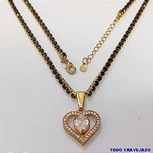 SHOCKER NO BRUTO PRONTO PARA O BANHO (COM PINGENTE TODO CRAVEJADO )(CX154)- TAMANHO 40CM+EXTENSOR - LARGURA 3MM - 60% LATÃO+ZIRCONIA - BRU24369