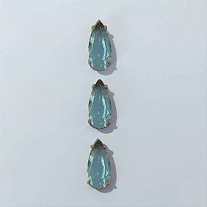 PINGENTE NO BRUTO PRONTO PARA O BANHO - KIT COM 3 PINGENTES COM BASES EM ALTA FUSÃO COM ZIRCÔNIA AZUL 10X22MM - PESO TOTAL: 7,6GR - BRU24502