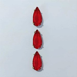 PINGENTE NO BRUTO PRONTO PARA O BANHO - KIT COM 3 PINGENTES COM BASES EM ALTA FUSÃO COM ZIRCÔNIA VERMELHA 10X22MM - PESO TOTAL: 7,6GR - BRU24507