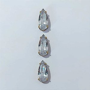 PINGENTE NO BRUTO PRONTO PARA O BANHO - KIT COM 3 PINGENTES COM BASES EM ALTA FUSÃO COM ZIRCÔNIA CRISTAL 10X22MM - PESO TOTAL: 7,6GR - BRU24509