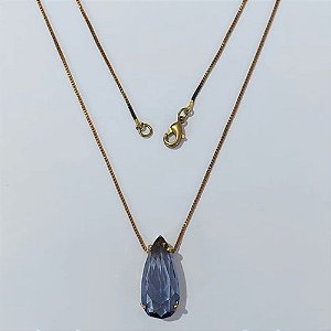 GARGANTILHA NO BRUTO PRONTA PARA O BANHO - GARGANTILHA COM CORRENTE VENEZIANA 45CM - PINGENTE COM BASE EM ALTA FUSÃO E ZIRCÔNIA LILÁS 10X22MM - PESO TOTAL 4,7GR - BRU24513