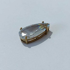 PINGENTE NO BRUTO PRONTA PARA O BANHO - PINGENTE COM BASE EM ALTA FUSÃO E ZIRCÔNIA CRISTAL 10X22MM - PESO TOTAL 2,6GR - BRU24518