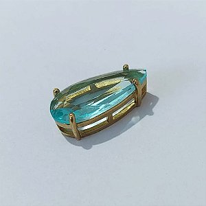 PINGENTE NO BRUTO PRONTA PARA O BANHO - PINGENTE COM BASE EM ALTA FUSÃO E ZIRCÔNIA AZUL 10X22MM - PESO TOTAL 2,6GR - BRU24519