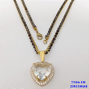 SHOCKER NO BRUTO PRONTO PARA O BANHO (COM PINGENTE TODO CRAVEJADO )(PINGENTE 15X15MM)- TAMANHO 40CM+EXTENSOR - LARGURA 3MM - 60% LATÃO 40% ZIRCONIA (peso total 10.5gr)- BRU24380