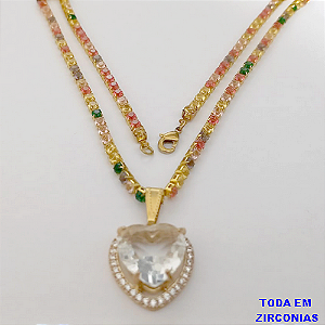 SHOCKER NO BRUTO PRONTO PARA O BANHO (COM PINGENTE TODO CRAVEJADO )(PINGENTE 15X15MM)- TAMANHO 40CM+EXTENSOR - LARGURA 3MM - 60% LATÃO 40% ZIRCONIA (peso total 10.5gr)- BRU24381