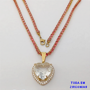 SHOCKER NO BRUTO PRONTO PARA O BANHO (COM PINGENTE TODO CRAVEJADO )(PINGENTE 15X15MM)- TAMANHO 40CM+EXTENSOR - LARGURA 3MM - 60% LATÃO 40% ZIRCONIA (peso total 10.5gr)- BRU24382