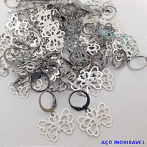 BRINCO EM AÇO INOXIDAVEL (CX154)- ARGOLINHA DE PRESSÃO PINGENTE DE BORBOLETA - AÇO0310