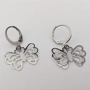 BRINCO EM AÇO INOXIDAVEL (CX154)- ARGOLINHA DE PRESSÃO PINGENTE DE BORBOLETA - AÇO0310