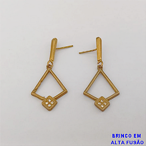 BRINCO NO BRUTO PRONTO PARA O BANHO(CX154)BRINCO EM ALTA FUSÃO (COM PINGENTE EM GOTA CRAVEJADA 3CM)PESO 2.4GR (peso do par )- BRU24395