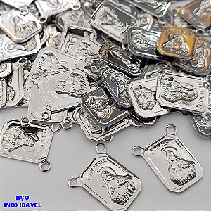 ACESSORIO NO AÇO INOXIDAVEL(i-0922)- ACESSORIO PARA ESCAPULARIO(CX155)( VENDA POR UNIDADE) - Escapulário pequeno. S.C Jesus 12 x 9 mm - AÇO0322
