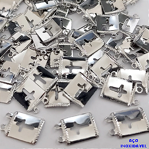ACESSORIO NO AÇO INOXIDAVEL(i-0918)- ACESSORIO PARA ESCAPULARIO(CX155)( VENDA POR UNIDADE) -Escapulário pequeno 9 x 11 mm - Cruz - AÇO0328