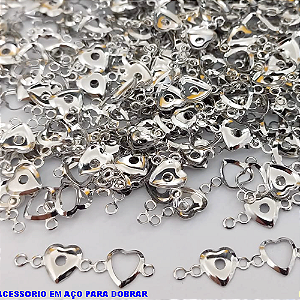 ACESSORIO NO AÇO INOXIDAVEL PEÇA(conector) DUPLA PARA DOBRAR ()- ACESSORIO (CX155)( VENDA POR UNIDADE) -Coração duplo de 12mm- AÇO0334