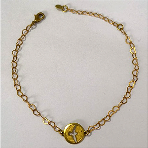 PULSEIRA NO BRUTO PRONTO PARA O BANHO(100% LATÃO)(1988) COM FECHO LAGOSTA-TAMANHO 18CM+ESTENSOR(Red 12mm C/ Espirito Santo Vaz)BRU24401