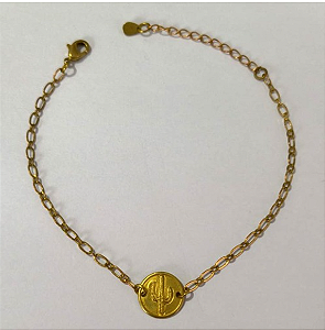 PULSEIRA NO BRUTO PRONTO PARA O BANHO(PESO 1.8GR (100% LATÃO)(3.2907F2) COM FECHO LAGOSTA-TAMANHO 18CM+ESTENSOR( REDONDO CACTO BORDA LISA")BRU24443