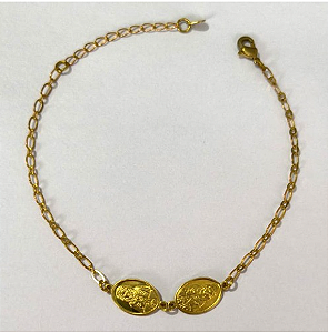 PULSEIRA NO BRUTO PRONTO PARA O BANHO(PESO 1.8GR (100% LATÃO)(5939) COM FECHO LAGOSTA-TAMANHO 18CM+ESTENSOR( Oval 12,8mm Rosa Mistica ")BRU24458