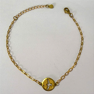 PULSEIRA NO BRUTO PRONTO PARA O BANHO(PESO 1.8GR (100% LATÃO)(1988) COM FECHO LAGOSTA-TAMANHO 18CM+ESTENSOR( Red 12mm C/ Espirit Santo ")BRU24460