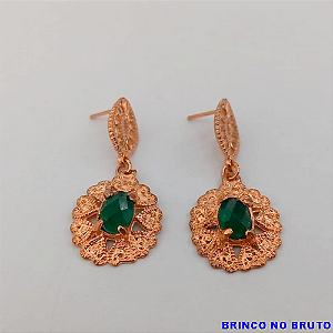 BRINCO NO BRUTO PRONTO PARA O BANHO(CX155)(COM UMA PEDRA DE VIDRO VERDE) PESO 4.2GR(TAMANHO DO PINDURICALHO 1.5CM) BRU24464