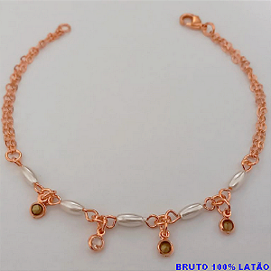 PULSEIRA NO BRUTO PRONTO PARA O BANHO(CX155)(COM CORRENTE SIMPLES E DELICADA COM CRISTAL E PEROLA ) PESO 2.2GR(TAMANHO 18CM) BRU24471